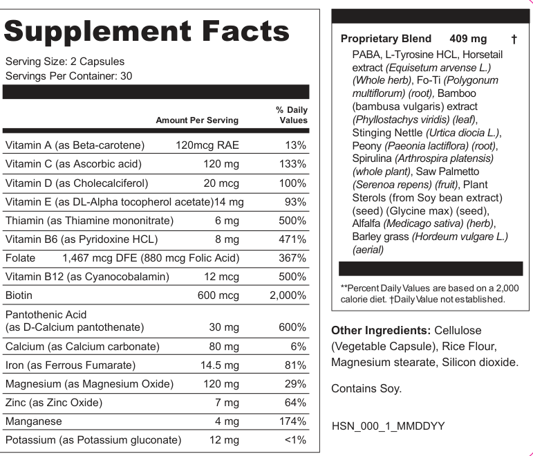 Supplement Facts for Gilded Weave
